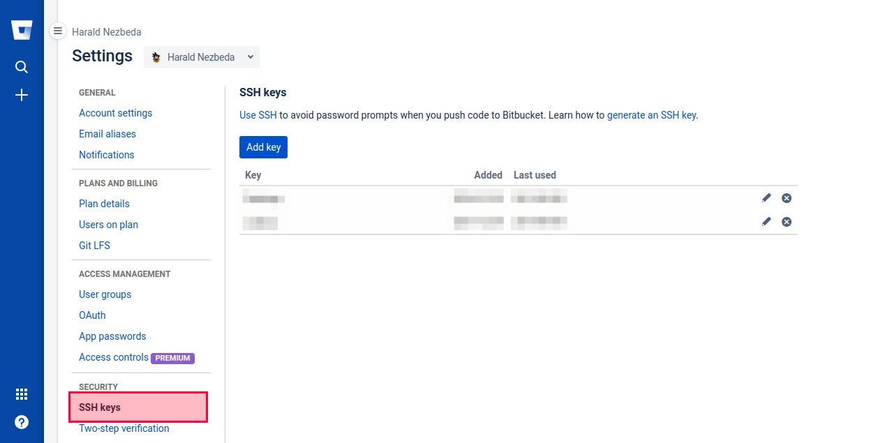 SSH Key on Bitbucket
